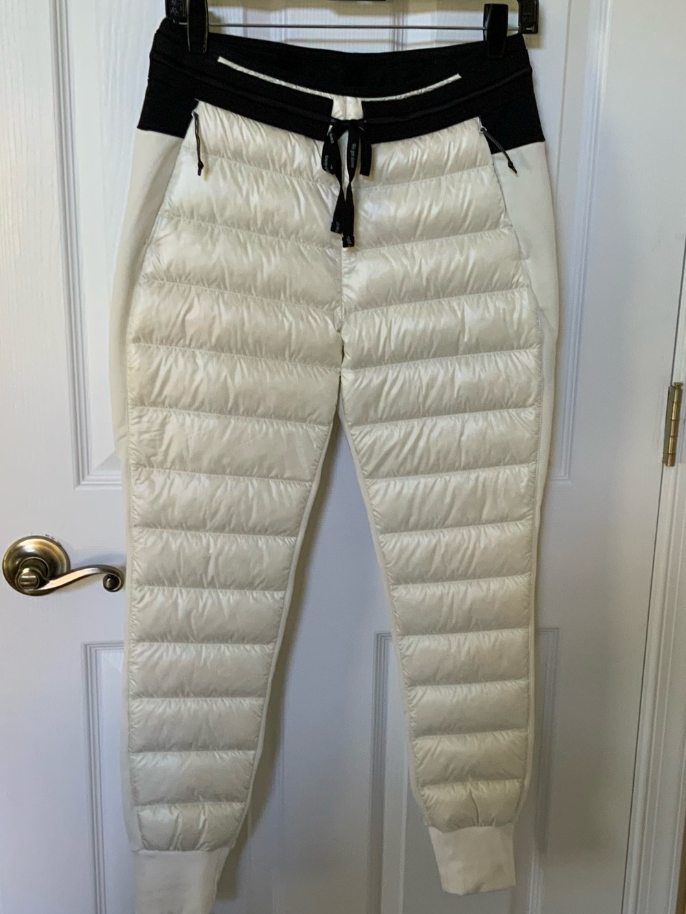 Holden Cream Quilted Puffer Joggers with Black Waistband